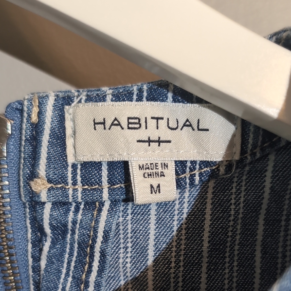 Habitual Blue and White Striped Denim Crop Top - Picture 2 of 5